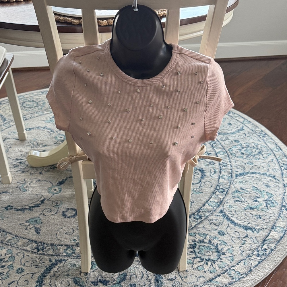H&M Pink Crop Top with Embellishments